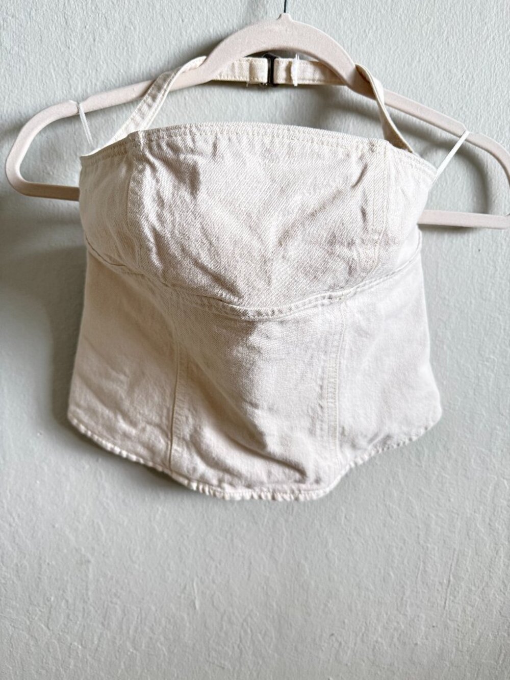 ZARA Ecru Denim Halter Corset Top Size XS 6840/073/712 Bustier Y2K